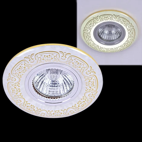 Встраиваемый точечный светильник Reluce 09502-9.0-001MN MR16+LED3W WH/GD (220V, круглые)