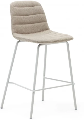 Полубарный стул Zunilda из синели бежевого цвета и стали с матовой белой отделкой La Forma (ex Julia Grup) арт.166659