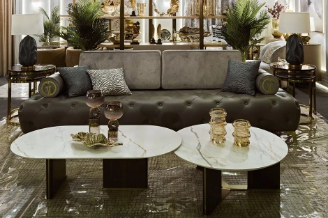 Стол журнальный овальный иск.камень белый 130*65*38см Garda Decor арт.76AR-501L-STOL/ZH