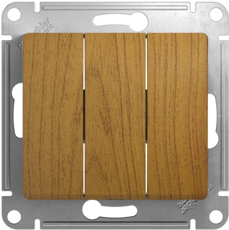Выключатель встраиваемый трехклавишный (дуб) Systeme Electric Glossa GSL000531
