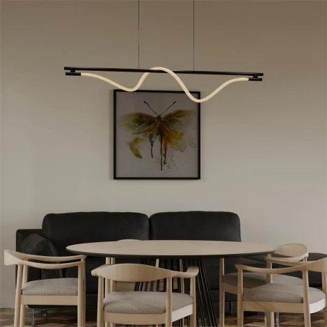 Подвесной светильник с гибким неоном Lightera Tura LE103L-160B Wi-Fi (LED, 220V, управление смартфоном, голосовое управление, умный дом - Алиса, Tuya Smart, Маруся, Smart Life, Экосистема Сбер, на тросе)