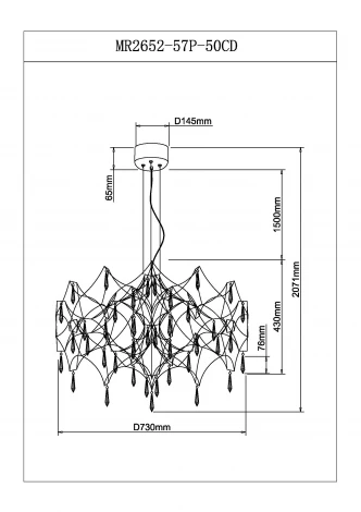 Подвесная люстра светодиодная с пультом и хрустальными подвесками K9 MyFar Ileria MR2652-57P-50СD