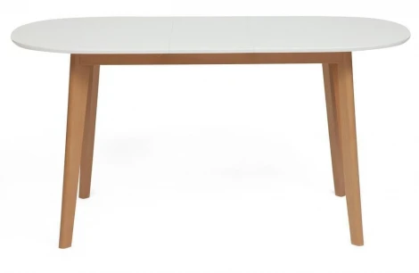 Стол обеденный раскладной BOSCO (Боско) основание бук, столешница мдф, 120+30*80см, Белый+Натуральный ( Бук) Tetchair 11257