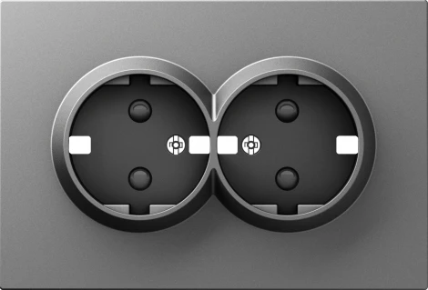 Накладка для розетки 2-й с заземлением, со шторками 16A 250 В~, сталь Donel A07 DE22237