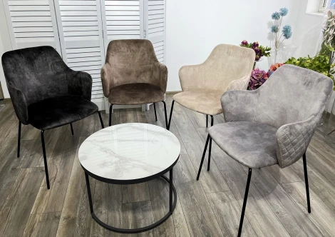 Стул M-City AMARETTO VBP203 античный серебристо-серый/ черный каркас