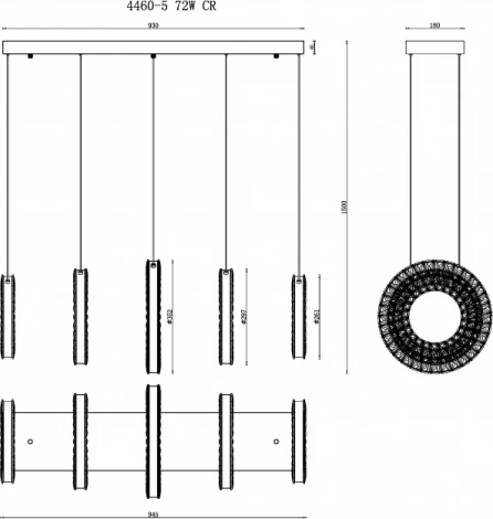 Подвесной светильник светодиодный с пультом iLedex Crystal ice 4460-5 72W CR