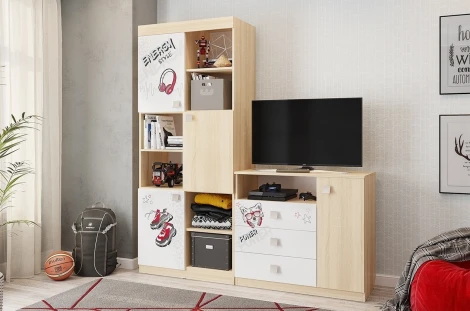 Энерджи Стеллаж Mebelson (ЛДСП/Дуб сонома,Белый) арт.MDE-03.1623