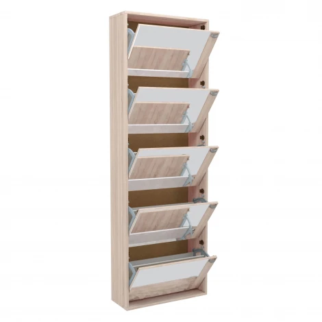 Обувница Leset Эдит 5S (ЛДСП,ПВХ,Зеркало/Дуб сонома) арт.2500000205156