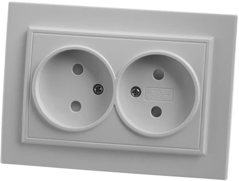 Розетка двойная без заземления со шторками (белый) Stekker Эрна 39053