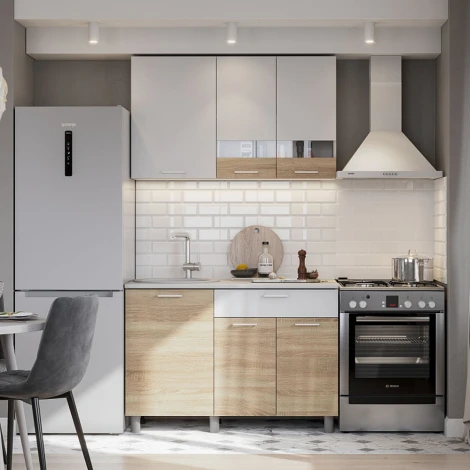 Готовая кухня Арника КГ 4 (1.2 м), Белый, Дуб сонома