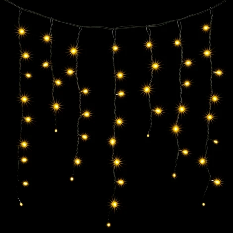 Гирлянда Бахрома 3,2 x 0,9 м Тепло-Белая 220В, 168 LED, Провод Черный Каучук, IP65