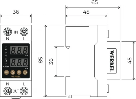 Реле напряжения 1P+N 63А Werkel W932P63R (a066459)