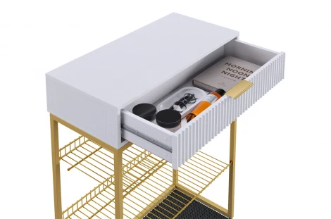 Обувница Вельвет Mebelson (ЛДСП,МДФ,Металл/Светлое дерево,Белый,Золотой) арт.173128,3326