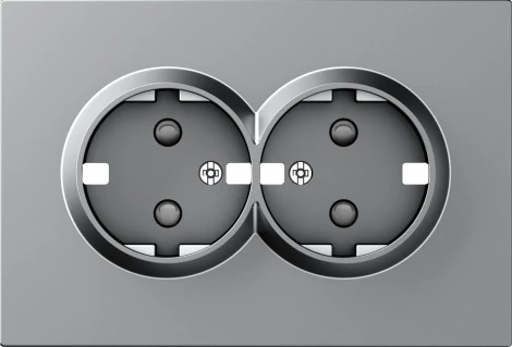 Накладка для розетки 2-й с заземлением, со шторками 16A 250 В~, матовый серый Donel A07 DE22240