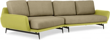 Диван Ispani угловой левый ОГОГО (арт.799392), (Ткань,Экокожа/Коричневый,Зеленый)