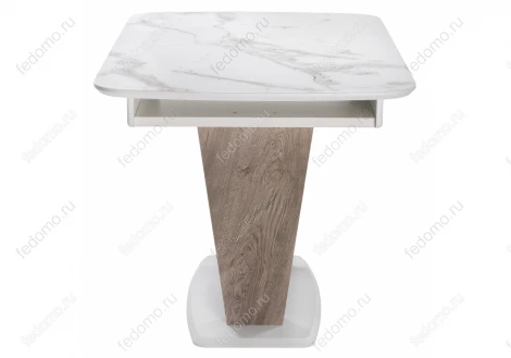 Стол на тумбе Woodville Петир белая шагрень / дуб с пилением 462110