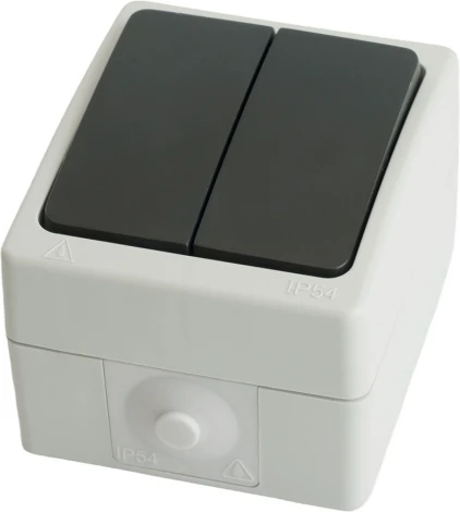 Выключатель двухклавишный (серый,графит) Stekker Велена 32753