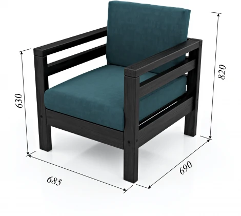 Кресло Arsko Домино венге велюр голубой