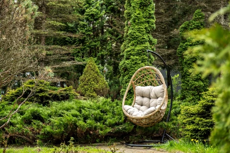 "Венеция" подвесное кресло-кокон из искусственного ротанга, цвет соломенный с бежевой подушкой 4SIS арт.УТ-00009382