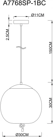 Подвесной светильник Arte Lamp Cody A7768SP-1BC (LED, 220V, на проводе, шар)