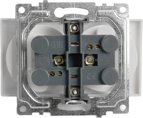 Розетка двойная без заземления со шторками (белый) Stekker Катрин 39573