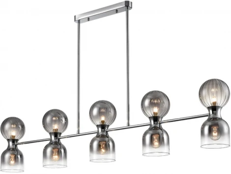 Потолочная люстра на штанге Lumion Tauna 8114/10 хром/дымчатый, металл/стекло G9 5*30W + E14 5*40W 220V