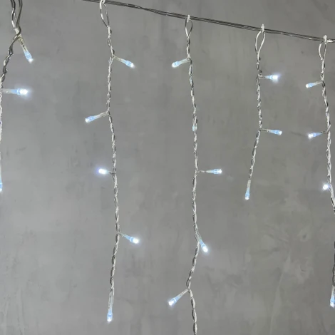 Гирлянда Бахрома 3,1 x 0,5 м белая 24В, 150 LED, провод прозрачный  ПВХ, IP54 Laitcom PIL150-10-1W