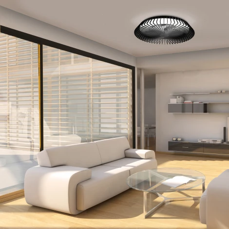 Потолочный светильник круглый с вентилятором Mantra Himalaya 7121 (LED, 220V, диммер, пульт управления, свето-шумовой датчик, управление смартфоном, умный дом - Tuya Smart, круглые)