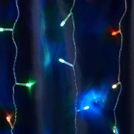 Светодиодная гирлянда Feron 48172 CL18 занавес 1,5*1,5м + 3м мультиколор плавная смена цветов, c питанием от сети, прозрачный шнур