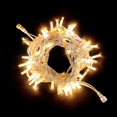 Гирлянда Нить 10м Тепло-Белая 24В, 100 LED, Провод Белый Каучук, IP65