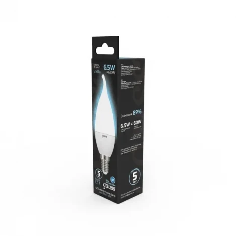 Лампочка светодиодная E14 6,5 Вт 640 lm 4100K нейтральное белое свечение Gauss 104101207