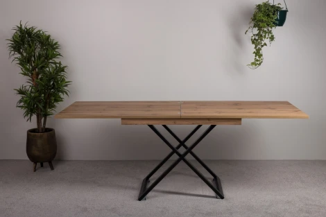 Стол трансформер Левмар Cross D38/S53 (дуб вотан/черный)