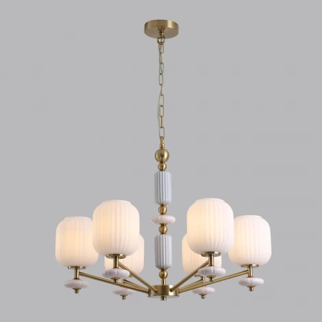 Подвесная люстра Lumion Alegra 8334/6 бронза/белый, металл/керамика/стекло E27 6*40W 220V (на цепи)