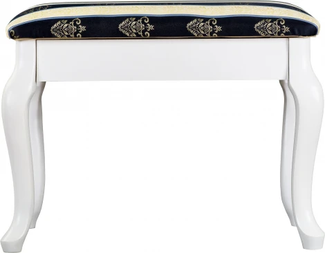 Банкетка Ретро с ящиком белый, ткань полоса синий Mebelik арт.007711