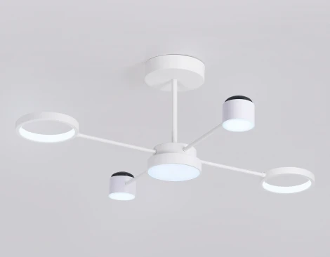 Потолочная люстра на штанге светодиодная с пультом Ambrella Comfort FL51631 (регулировка яркости, 220V, круглые, звездное небо, проекция)