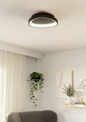 Потолочный светильник светодиодный Eglo Loretello 901584 12W(LED), пластик, сталь, черный, 2700-6500K