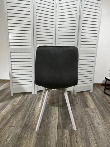 Обеденный стул M-City DAIQUIRI BLUVEL-14 GREY / белый каркас, велюр