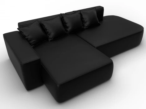 Диван угловой Лига-065 угол левый (ДСП/Пластик/Экокожа/Черный) Лига Диванов 129804L