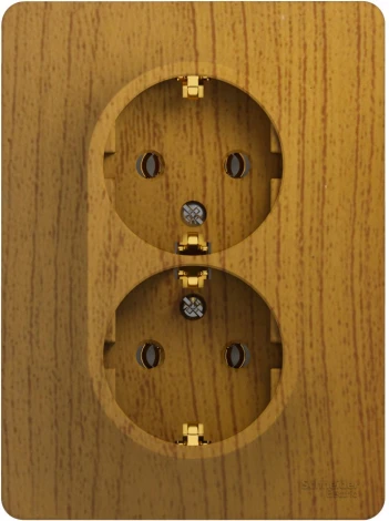 Розетка встраиваемая двойная с заземлением (дуб) Systeme Electric Glossa GSL000524