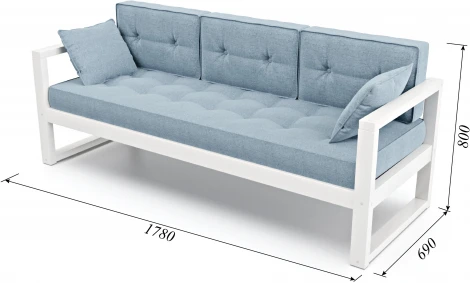 Диван Arsko Астер Б белая эмаль голубая рогожка