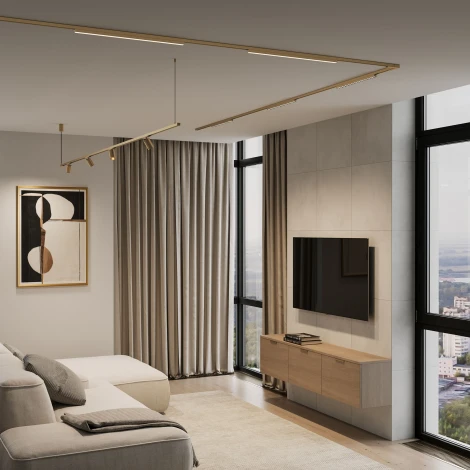 Шинопровод магнитный накладной Brass Line латунь 2м 48V Elektrostandard Line Magnetic 85227/00