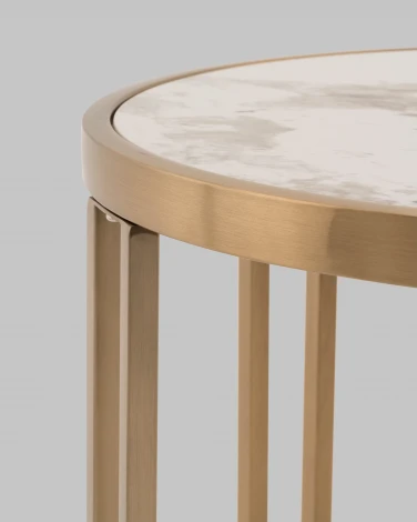 Журнальный столик Stool Group Алиада 55х55 см светлая керамика сталь шампань арт.УТ000040354