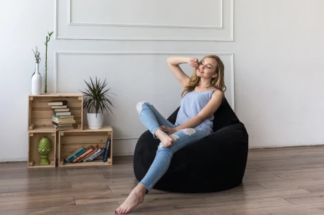 Кресло мешок Dreambag Груша Черный Микровельвет (2XL, Классический) 5012431