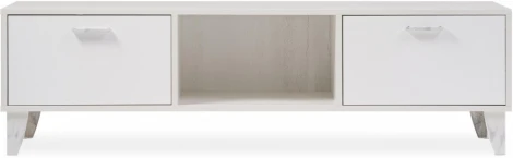 ТВ-тумбы Woodville Эго Т-3 на ножках бетон светлый / белый глянец