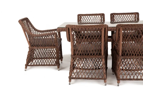 Обеденная группа плетеная, цвет коричневый 4SIS Латте LC6T-7-SET brown