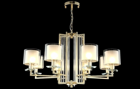 Подвесная люстра Crystal Lux Nicolas SP-PL8 GOLD/WHITE (220V, на цепи)