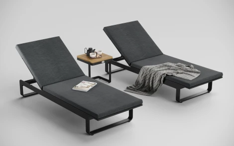 Шезлонг Gardenini Premium Villino (Алюминий,Ткань/Темно-серый) арт.SPVLN.010800.N2