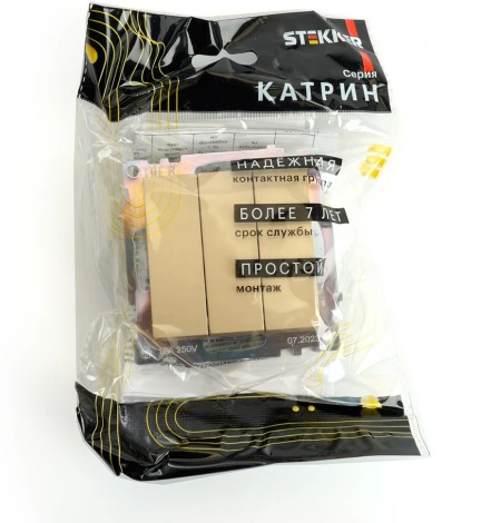 Выключатель трехклавишный (золото) Stekker Катрин 49219