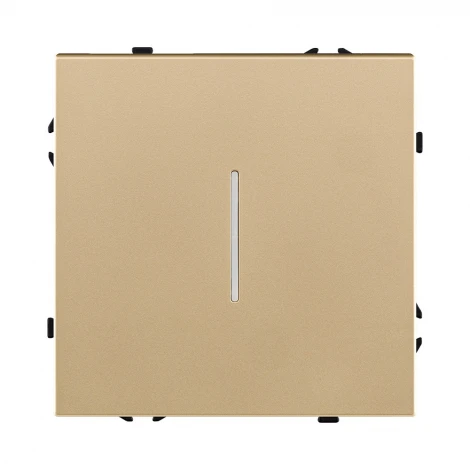 Выключатель кнопочный 1-клавишный 10А/250В с LED подсветкой, золотой Kollinger Eclipse EC-012GD