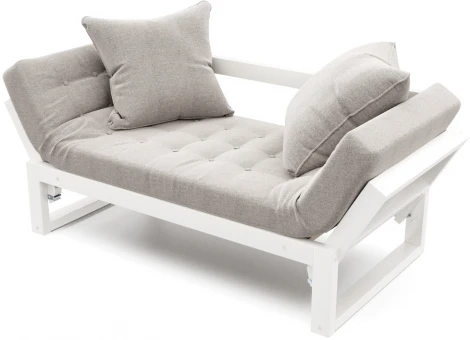 Кушетка Arsko Амбер белая эмаль серая рогожка